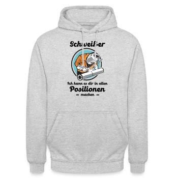 Schweißen Schweißer Geschenk Lustiger Spruch - Unisex Hoodie - Hellgrau meliert - Vorne - Alina (178cm) & Michal (187cm)