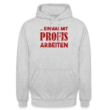 Einmal mit Profis Arbeiten - Unisex Hoodie - Hellgrau meliert - Vorne - Alina (178cm) & Michal (187cm)