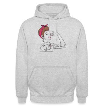 Ergotherapeut Rosie The Riveter - Unisex Hoodie - Hellgrau meliert - Vorne - Alina (178cm) & Michal (187cm)