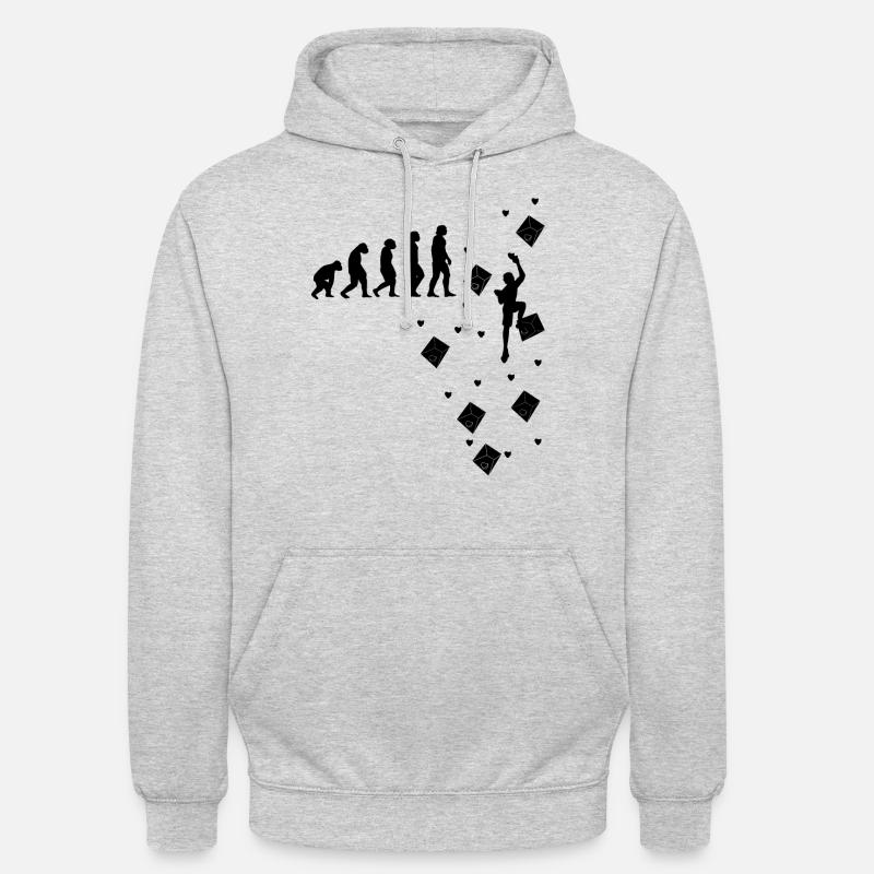 Klettern Bouldern Bergsteigen Evolution Kletterer - Unisex Hoodie - Hellgrau meliert