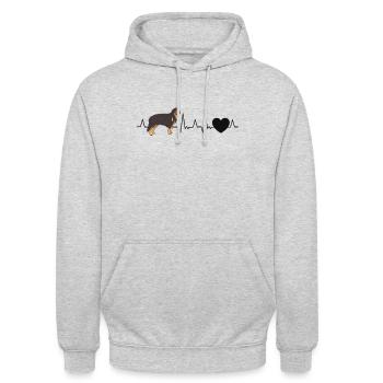 Hovawart Herzschlag Hundebesitzer Hunde Geschenk - Unisex Hoodie - Hellgrau meliert - Vorne - Alina (178cm) & Michal (187cm)