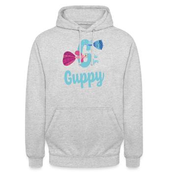 G is for Guppy - Unisex Hoodie - Hellgrau meliert - Vorne - Alina (178cm) & Michal (187cm)