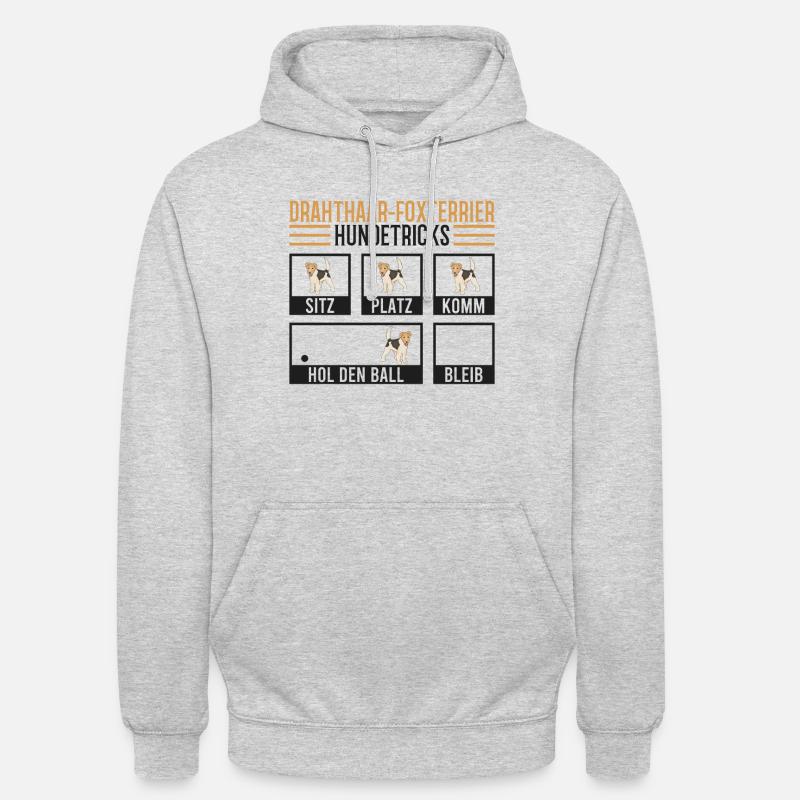 Foxterrier Hundetricks Drahthaar-Foxterrier - Unisex Hoodie - Hellgrau meliert
