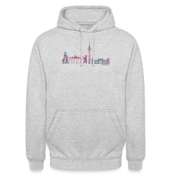 Berlin T-Shirt - Berlin Skyline Shirt - I Love - Unisex Hoodie - light heather grey - Front - Alina (178cm) & Michal (187cm)
