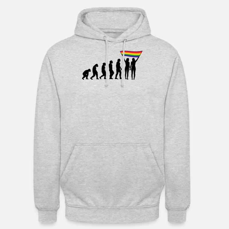 LGBTQ evolution lesbian pride lesbian flag - Unisex Hoodie - light heather grey