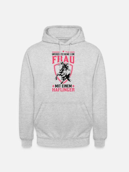 Haflinger Pferd Frau Reiterin Pferdemädchen - Unisex Hoodie - Hellgrau meliert