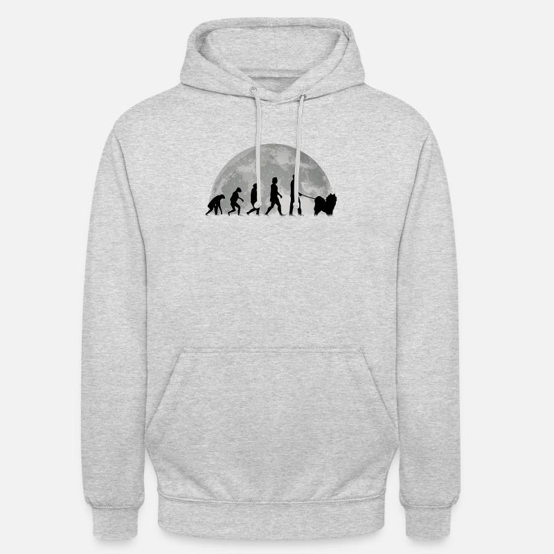 Samojede Evolution Mond Schlittenhund Samojeden - Unisex Hoodie - Hellgrau meliert