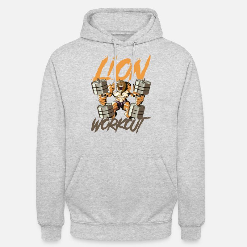 Löwe workout gym haltères - Sweat-shirt à capuche unisexe - gris clair chiné