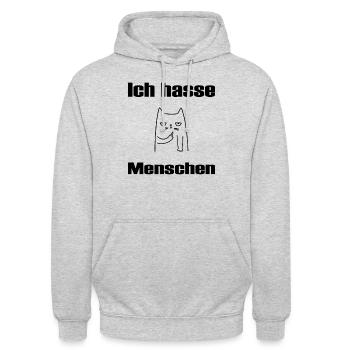 Ich hasse Menschen - Unisex Hoodie - Hellgrau meliert - Vorne - Alina (178cm) & Michal (187cm)