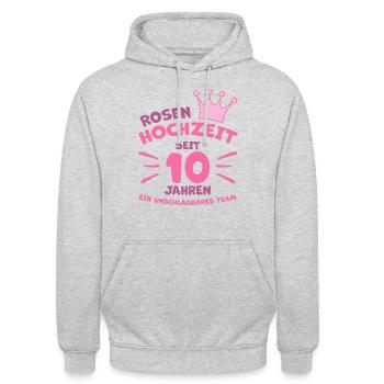 Rosenhochzeit 10 Jahre Verheiratet Hochzeitstag - Unisex Hoodie - Hellgrau meliert - Vorne - Alina (178cm) & Michal (187cm)