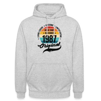 Retro 35 Years November 1987 Birthday Vintage - Unisex Hoodie - Hellgrau meliert - Vorne - Alina (178cm) & Michal (187cm)