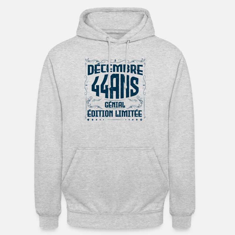 DÉCEMBRE 44 Ans | Édition limitée - Sweat-shirt à capuche unisexe - gris clair chiné