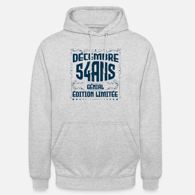 DÉCEMBRE 54 Ans | Édition limitée - Sweat-shirt à capuche unisexe - gris clair chiné