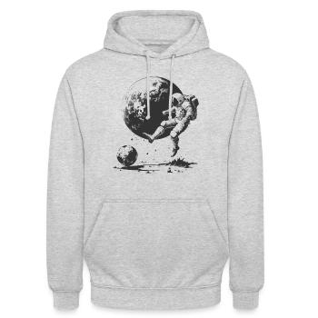 Soccer des astronautes - Sweat-shirt à capuche unisexe - gris clair chiné - Devant - Alina (178cm) & Michal (187cm)
