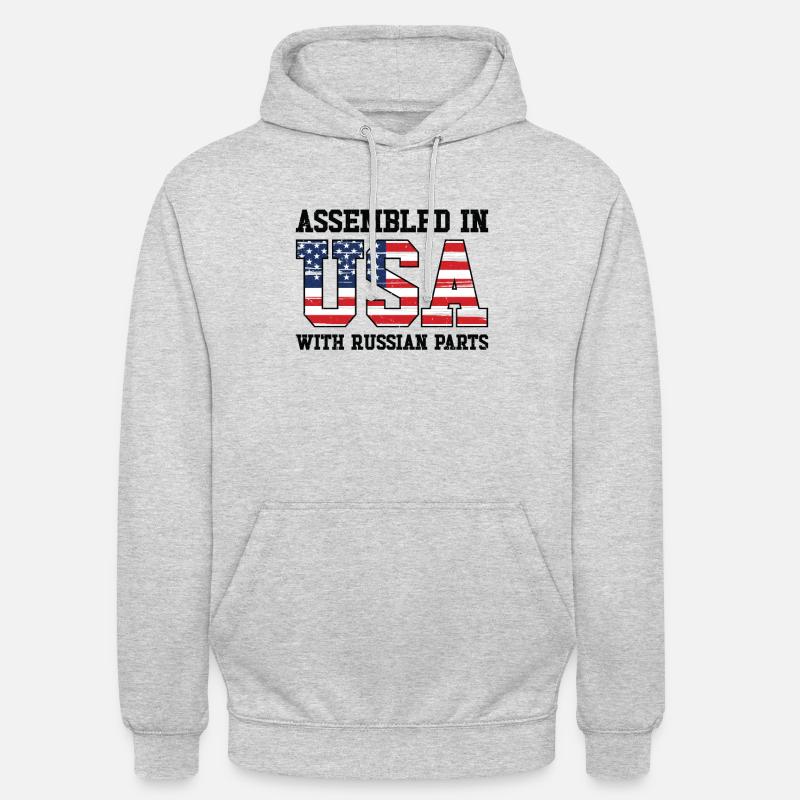 Né Russie Russie États-Unis - Sweat-shirt à capuche unisexe - gris clair chiné
