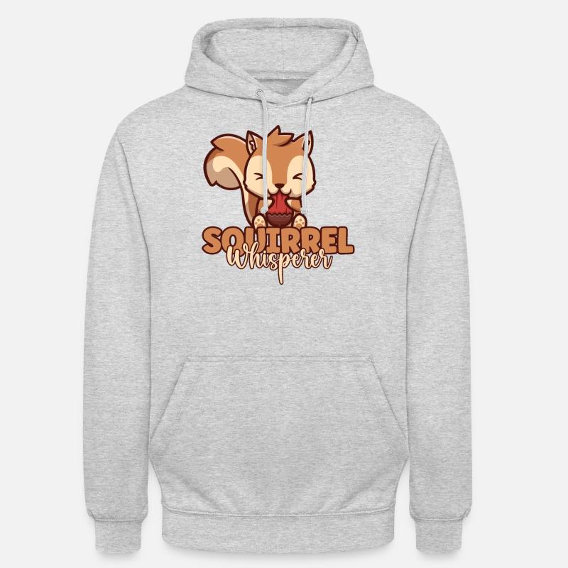 Mignon écureuil chuchotant mangeant un gland drôle - Sweat-shirt à capuche unisexe - gris clair chiné