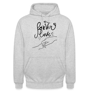 Forever love - Sweat-shirt à capuche unisexe - gris clair chiné - Devant - Alina (178cm) & Michal (187cm)