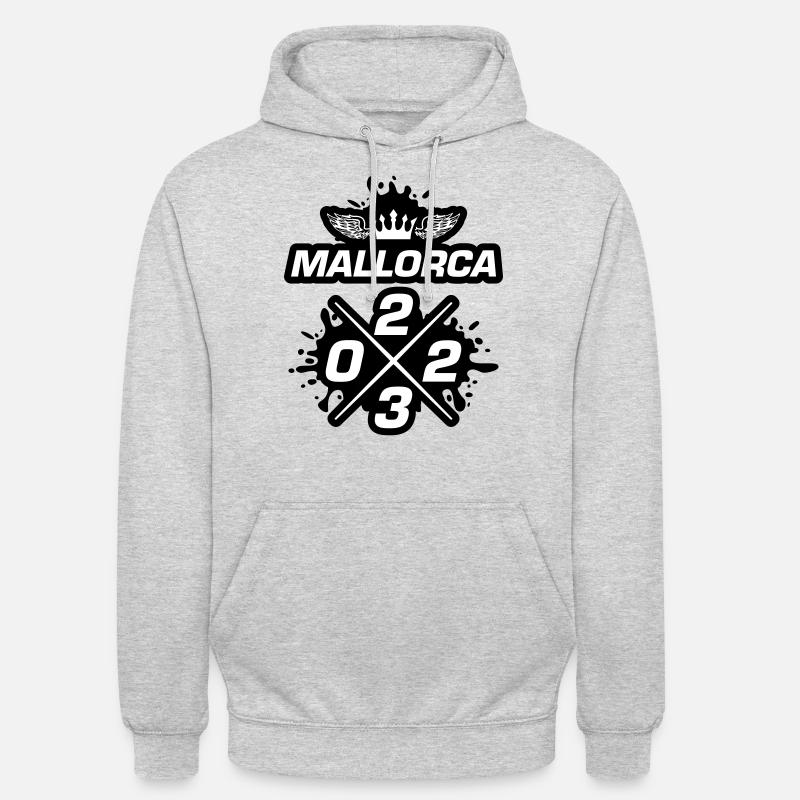 Majorque 2023 - Sweat-shirt à capuche unisexe - gris clair chiné