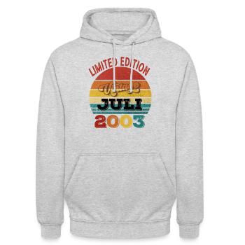 20. Geburtstag Limited Edition juli 2003 - Unisex Hoodie - Hellgrau meliert - Vorne - Alina (178cm) & Michal (187cm)