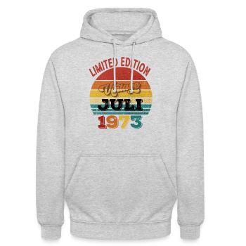 50. Geburtstag Limited Edition juli 1973 - Unisex Hoodie - Hellgrau meliert - Vorne - Alina (178cm) & Michal (187cm)