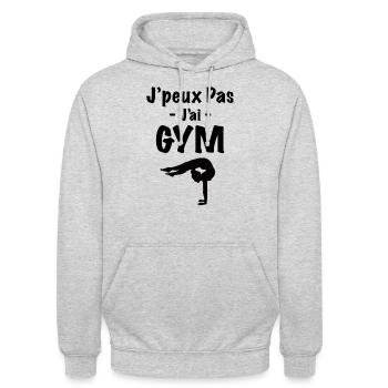 Gymnastique Cadeau Je Peux Pas J'ai Gym - Sweat-shirt à capuche unisexe - gris clair chiné - Devant - Alina (178cm) & Michal (187cm)