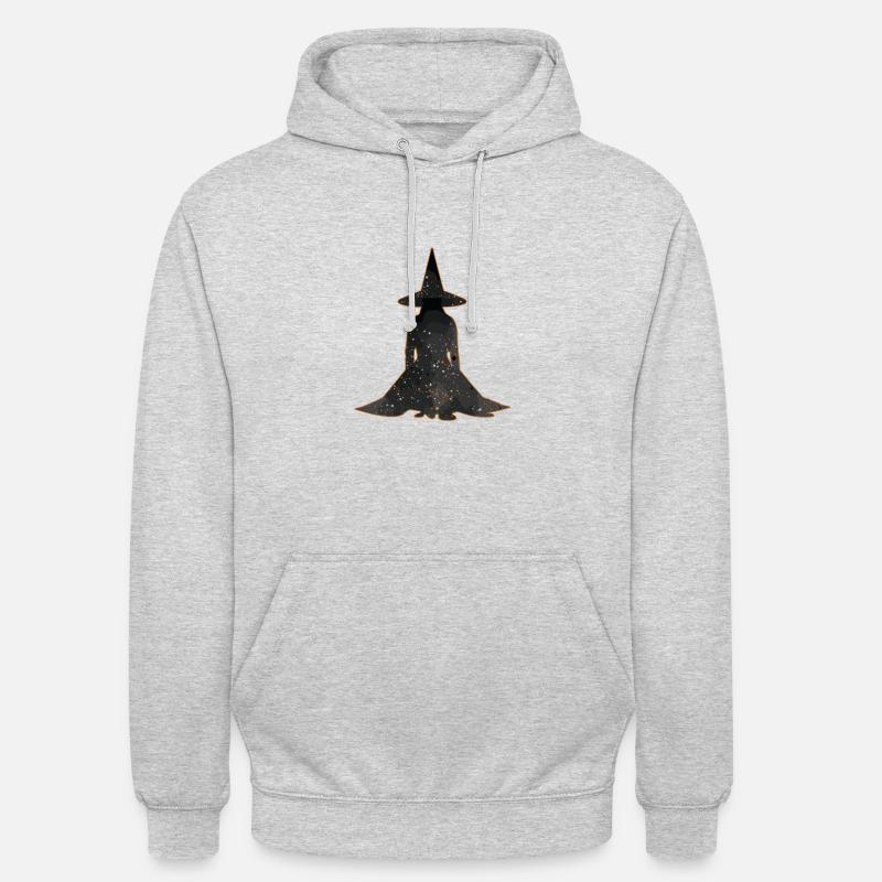 Profil de la silhouette de sorcière, Halloween - Sweat-shirt à capuche unisexe - gris clair chiné