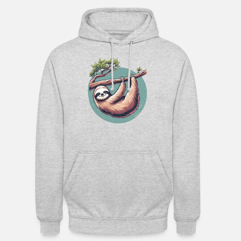 Relaxed sloth serenity at tree - Unisex Hoodie - light heather grey