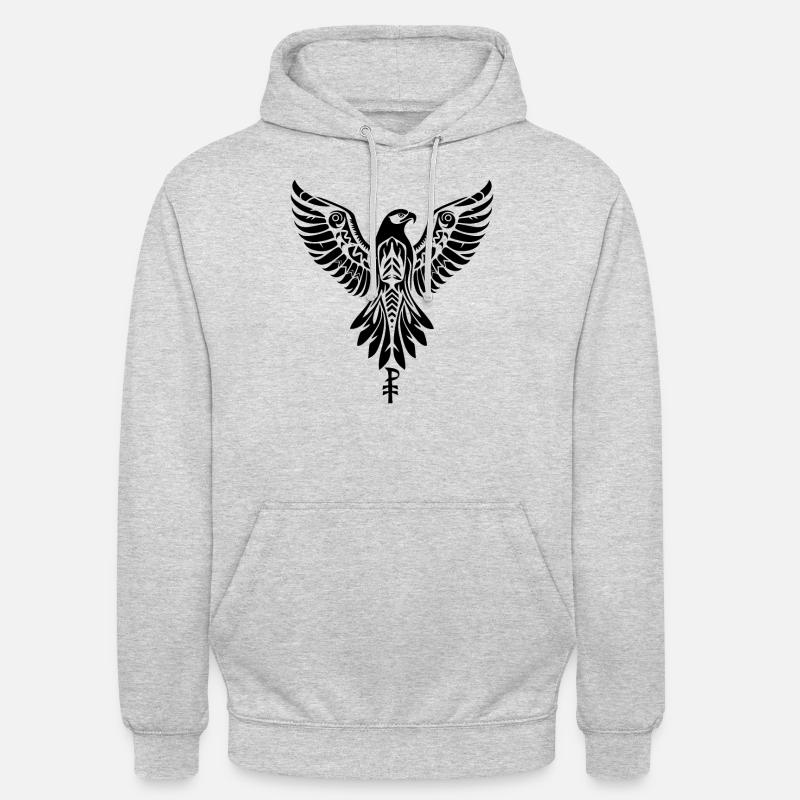 Emblem eines Raubvogels oder Adlers - Unisex Hoodie - Hellgrau meliert