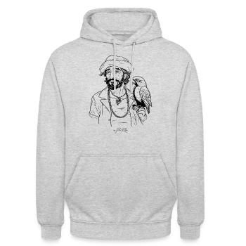Attraktiver Pirat mit Papagei - Unisex Hoodie - Hellgrau meliert - Vorne - Alina (178cm) & Michal (187cm)