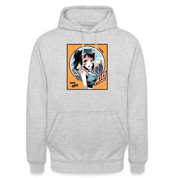 City Girl : Va-t’en - Sweat-shirt à capuche unisexe - gris clair chiné - Devant - Alina (178cm) & Michal (187cm)