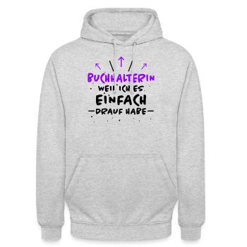 Buchhalterin Spruch Lustiges Buchhalterin Geschenk - Unisex Hoodie - Hellgrau meliert - Vorne - Alina (178cm) & Michal (187cm)
