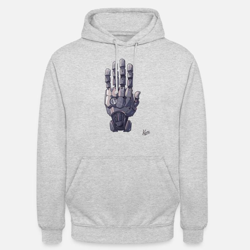 Roboter- oder Cyborg-Hand - Unisex Hoodie - Hellgrau meliert
