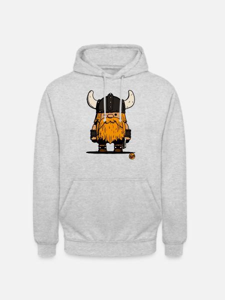 Petit Gnome Guerrier Viking - Sweat-shirt à capuche unisexe - gris clair chiné