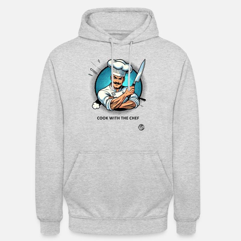 Cuisiner avec le chef-chef - Sweat-shirt à capuche unisexe - gris clair chiné