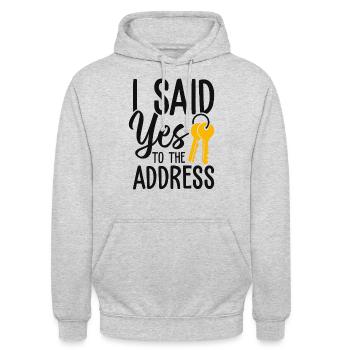 J’ai dit à l’adresse - Sweat-shirt à capuche unisexe - gris clair chiné - Devant - Alina (178cm) & Michal (187cm)