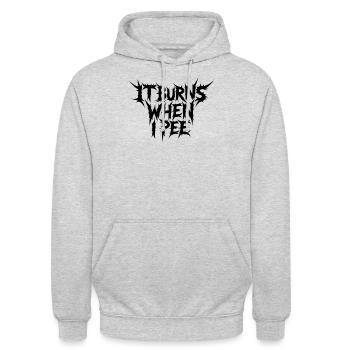 Es brennt, wenn ich pinkle. Lustig, sarkastisch, p - Unisex Hoodie - Hellgrau meliert - Vorne - Alina (178cm) & Michal (187cm)