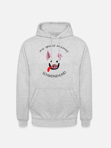 Schweinehund my spirit animal - Unisex Hoodie - Hellgrau meliert
