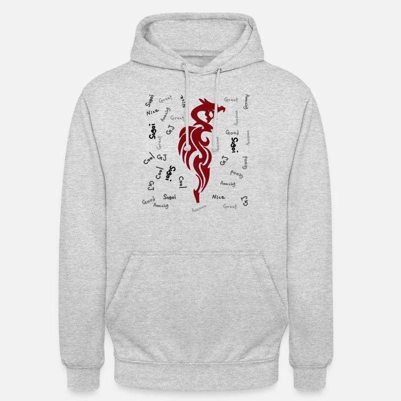 Drache mit Slogans - Unisex Hoodie - Hellgrau meliert