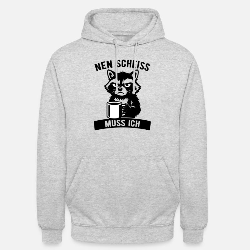 Raton laveur effronté - je m’en fous - café - Sweat-shirt à capuche unisexe - gris clair chiné