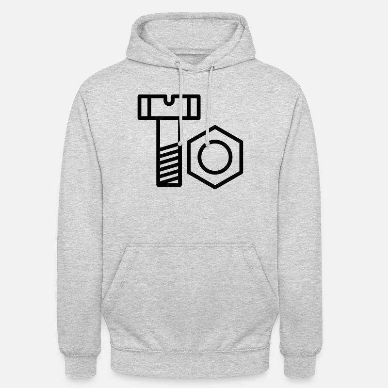 Schraube und Mutter - Unisex Hoodie - Hellgrau meliert