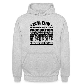 Kraftwerksmeisterin Produktion Geschenk lustig Him - Unisex Hoodie - Hellgrau meliert - Vorne - Alina (178cm) & Michal (187cm)
