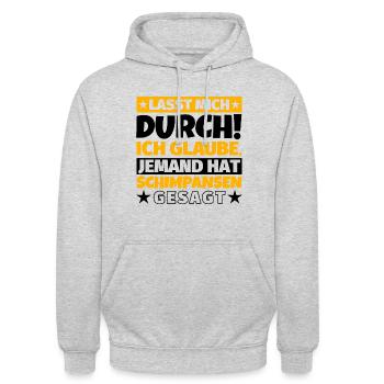Schimpansen - Unisex Hoodie - Hellgrau meliert - Vorne - Alina (178cm) & Michal (187cm)