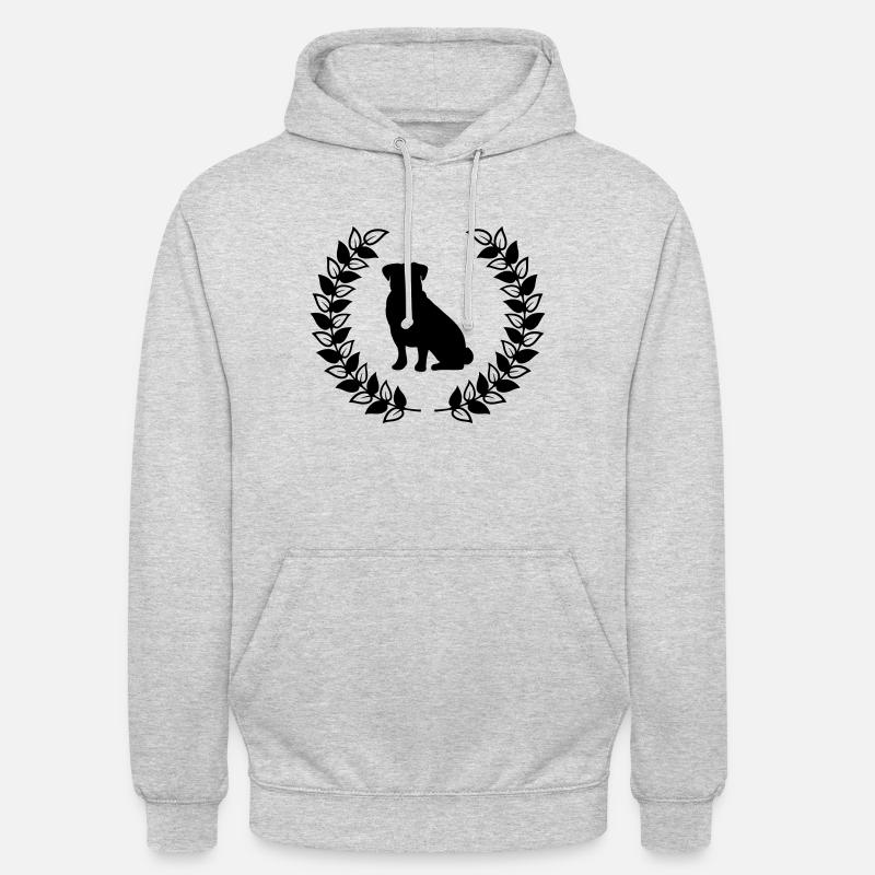 Sitzender Mops Lorbeerkranz - Unisex Hoodie - Hellgrau meliert