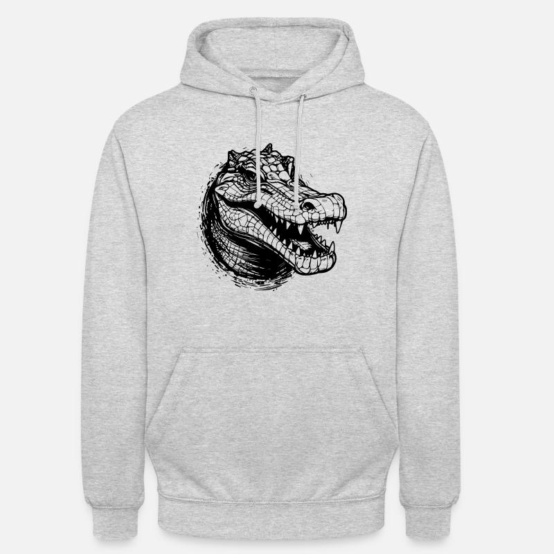 Krokodil - Unisex Hoodie - Hellgrau meliert