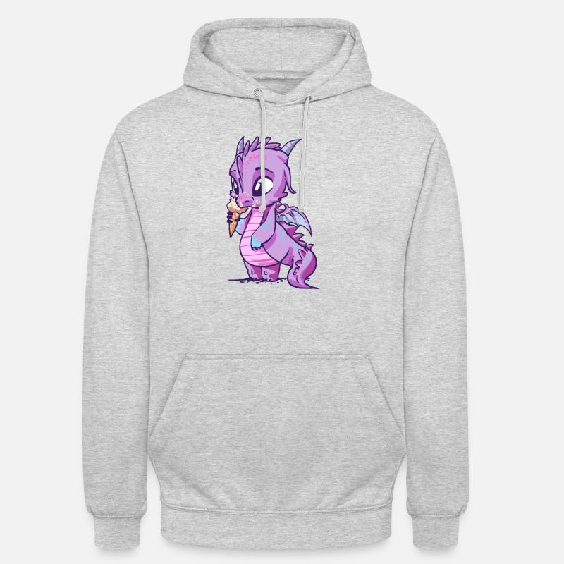Petit dragon avec glace - Sweat-shirt à capuche unisexe - gris clair chiné