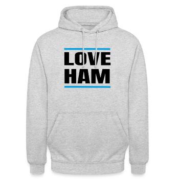 Love Airport Hamburg HAM - Unisex Hoodie - Hellgrau meliert - Vorne - Alina (178cm) & Michal (187cm)