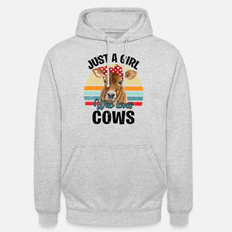 Nur ein Mädchen, das Kühe liebt - Unisex Hoodie - Hellgrau meliert