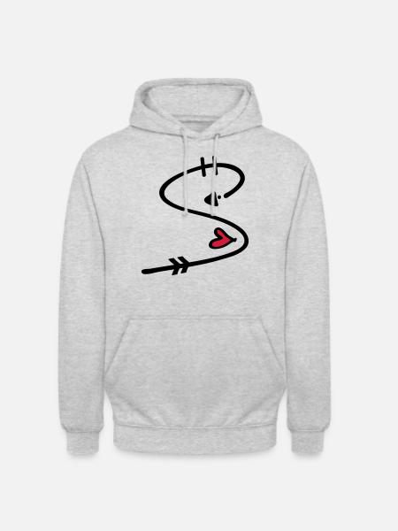 Letter S with arrow heart - Unisex Hoodie - light heather grey