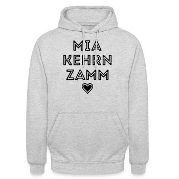 Mia kehrn zamm - Farbwechsel - Unisex Hoodie - Hellgrau meliert - Vorne - Alina (178cm) & Michal (187cm)