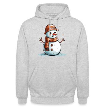 Bonhomme de neige avec foulard marron - Sweat-shirt à capuche unisexe - gris clair chiné - Devant - Alina (178cm) & Michal (187cm)